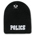 1 Dozen Law Enforcement Short Beanies Knit Caps Hats Wholesale Lots-Police - Black-