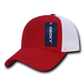 Decky Classic 6 Panel Low Crown Air Mesh Curved Bill Baseball Trucker Caps Hats-Red/White-
