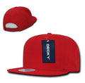 Decky Flat Bill Cotton 5 Panel Constructed High Crown Baseball Hats Caps-Red-