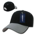 Decky Low Crown Plain Two Tone Curved Bill 6 Panel Dad Hats Caps-BLACK/GREY-