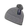 Decky Pom Pom Beanies Long Cuffed Soft Thick Warm Knitted Ski Caps Hats Unisex-HEATHER GREY-